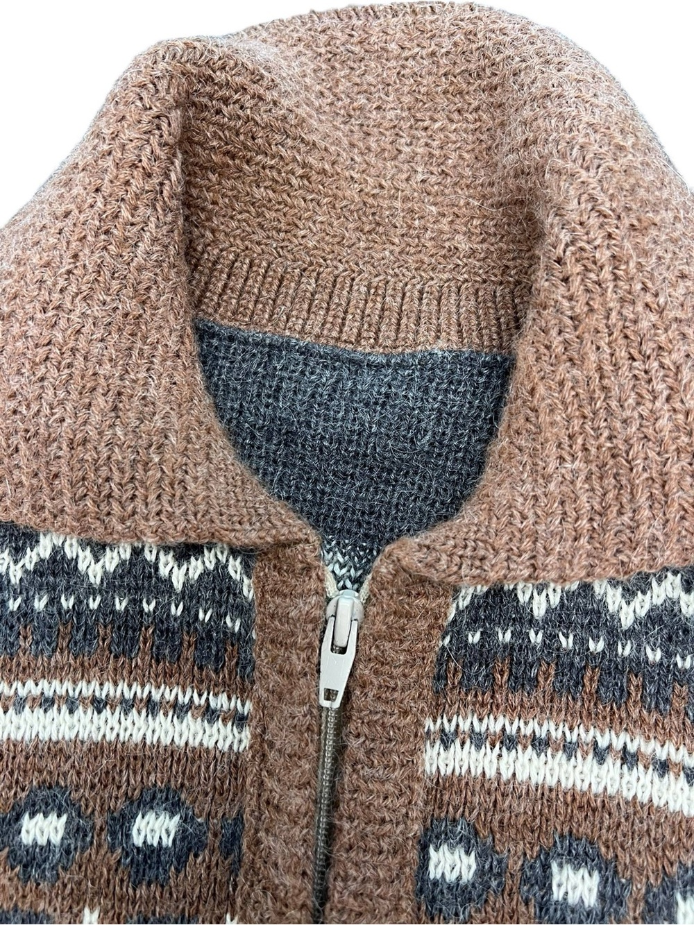 US Vintage Men’s Patterned Knit Bomber L Size (136) - Picture 2 of 3